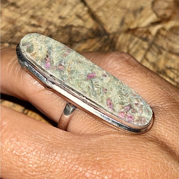 Oversize Ruby Fuschite Ring Size 7 3/4 - Picture 1 of 6
